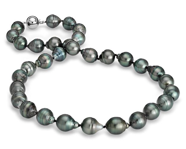 Baroque Tahitian Cultured Pearl Necklace with 18k White Gold (10-11mm)