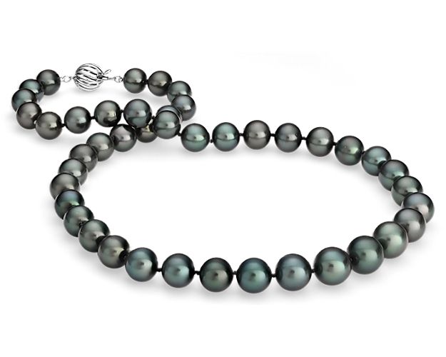 Tahitian Cultured Pearl Strand Necklace in 18k White Gold  (9.0-11.5mm)
