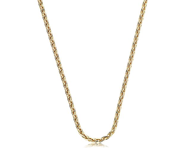 24" Wheat Chain in 14k Yellow Gold (1.2 mm)