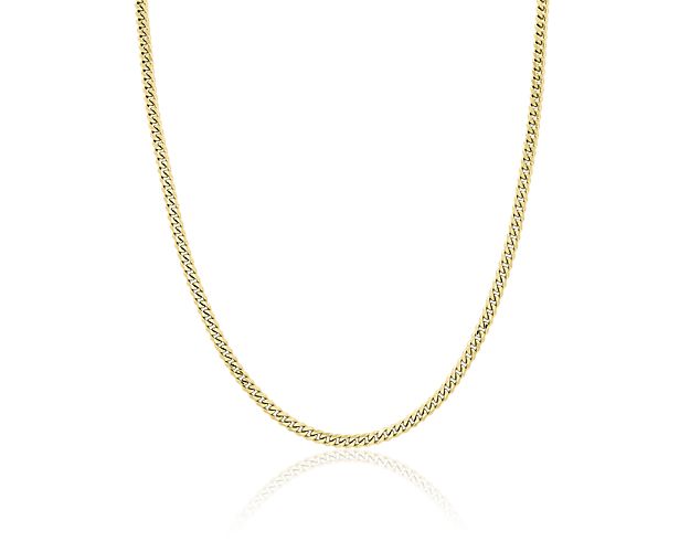 20" Men's Solid Cuban Link Chain in 14k Italian Yellow Gold (3.4 mm)