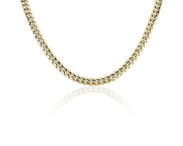 24" Men's Semi-Solid Miami Cuban Chain in 14K Yellow Gold (7.3 mm)