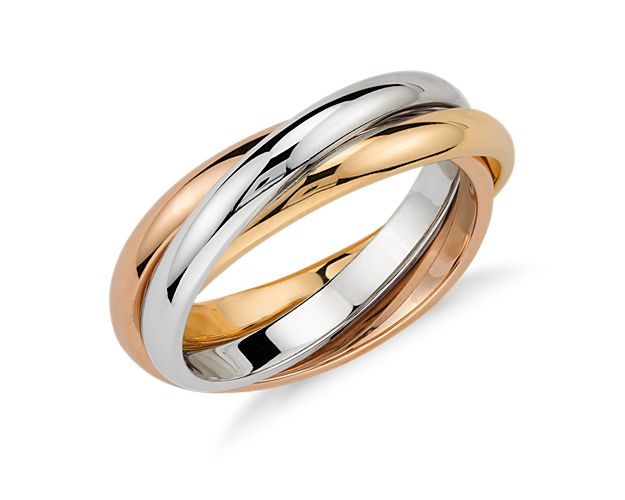 Trio Rolling Ring in 18k Tri-Color Gold