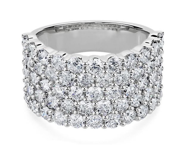 Lab Grown Five Row Pave Diamond Ring in 14k White Gold (3.5 ct. tw.)