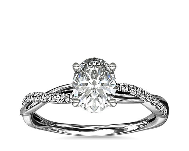 Petite Twist Diamond Engagement Ring in 14k White Gold (1/10 ct. tw.)