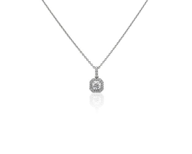 Geometric Halo Diamond Pendant in 14k White Gold (3/8 ct. tw.)