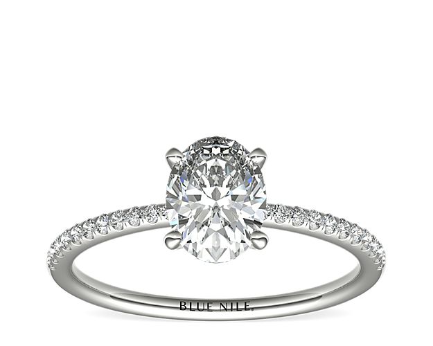 Petite Micropavé Diamond Engagement Ring in 14k White Gold (1/10 ct. tw.)