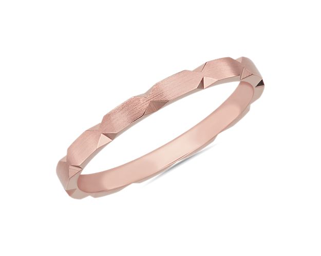 Contemporary Hexagon Cut Stackable Ring in 14k Rose Gold (2mm)