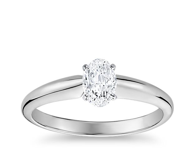 Classic Simple Solitaire Engagement Ring in 14k White Gold