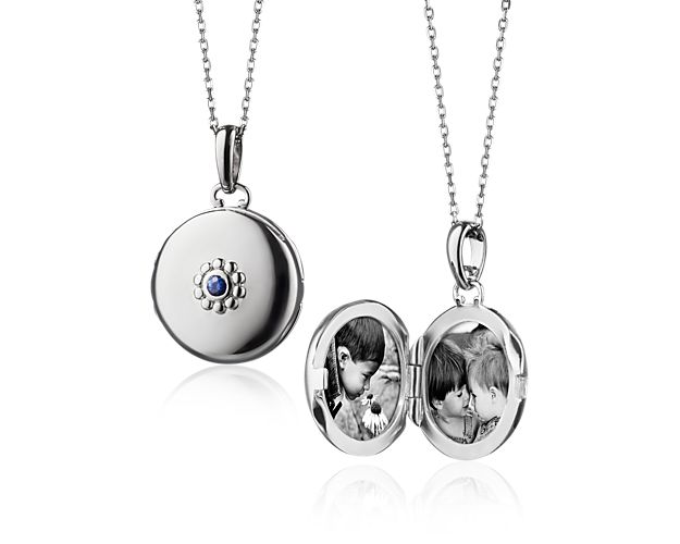 Monica Rich Kosann Petite Sapphire Locket in Sterling Silver (2mm)