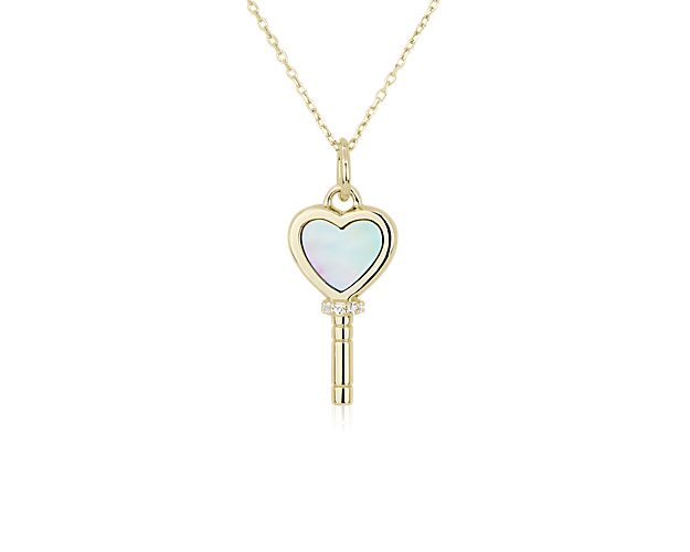 Monica Rich Kosann Mother of Pearl Key Pendant in 18k Yellow Gold