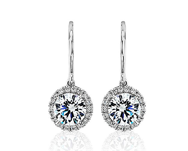 The Gallery Collection™ Diamond Halo French Pavé Drop Earring Setting in Platinum