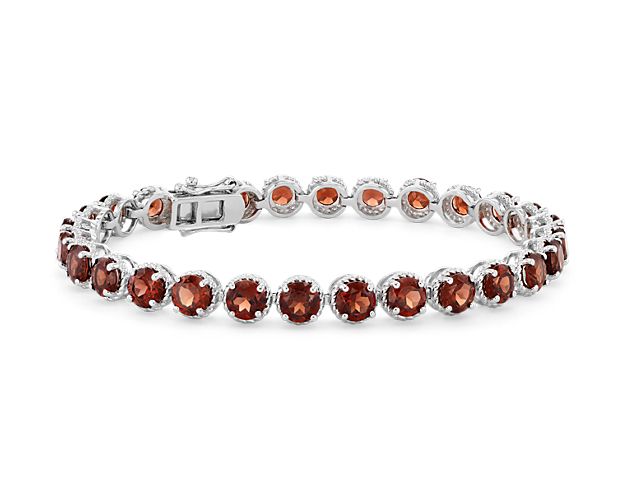 Garnet Round Rope Bracelet in Sterling Silver (5mm)