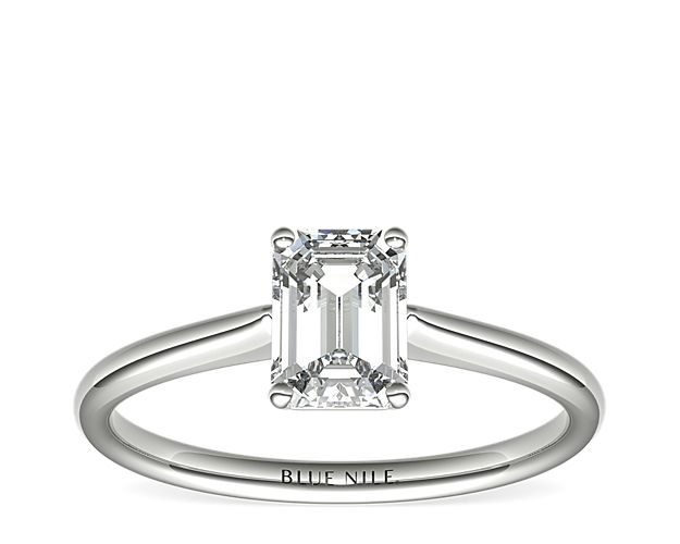 Petite Solitaire Engagement Ring in 14k White Gold