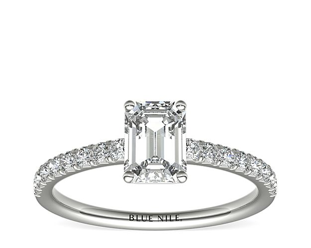 French Pavé Diamond Engagement Ring in 14k White Gold (1/4 ct. tw.)