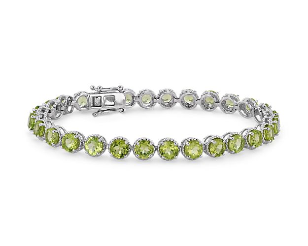 Peridot Round Rope Bracelet in Sterling Silver (5mm)