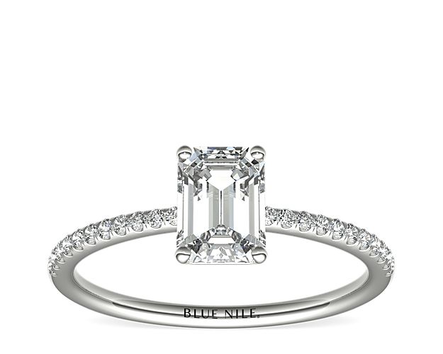 Petite Micropavé Diamond Engagement Ring in 14k White Gold (1/10 ct. tw.)