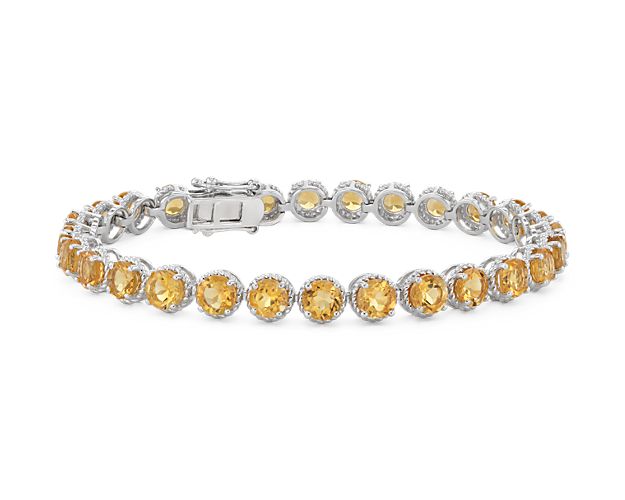 Citrine Round Rope Bracelet in Sterling Silver (5mm)