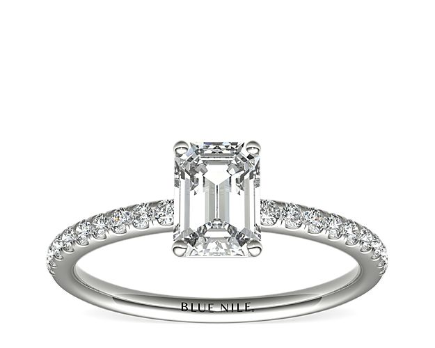 Riviera Pavé Diamond Engagement Ring in 14k White Gold (1/6 ct. tw.)