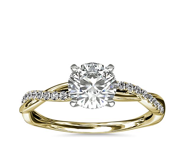 Petite Twist Diamond Engagement Ring in 14k Yellow Gold (1/10 ct. tw.)