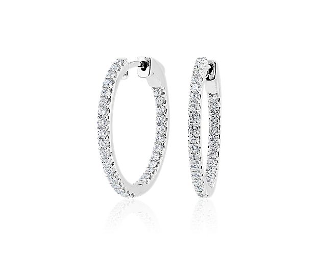 Lab Grown Diamond Eternity Hoop Earrings in 14k White Gold (1 ct. tw.)