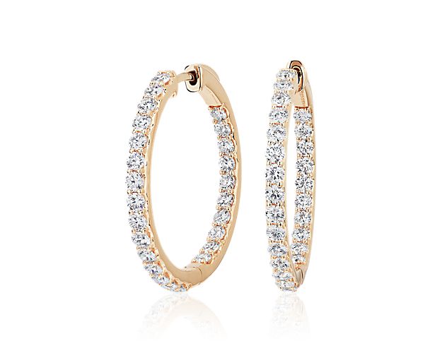 Lab Grown Diamond Eternity Hoop Earrings in 14k Yellow Gold (3 ct. tw.)