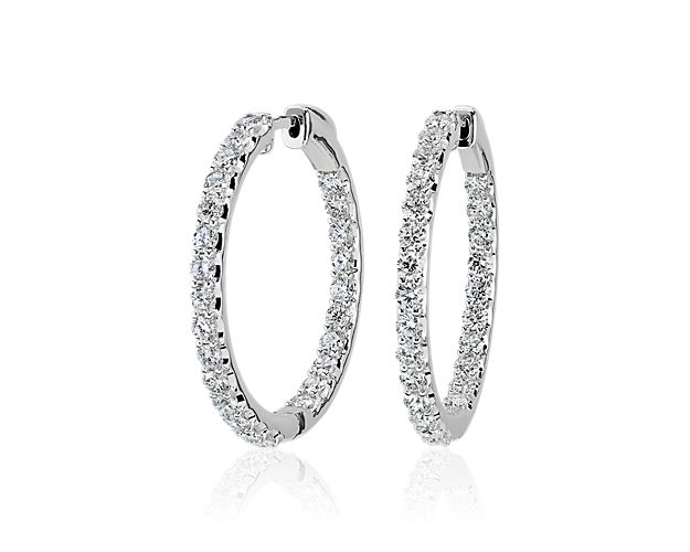 Lab Grown Diamond Eternity Hoop Earrings in 14k White Gold (3 ct. tw.)