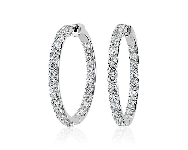 Lab Grown Diamond Eternity Hoop Earrings in 14k White Gold (7 ct. tw.)