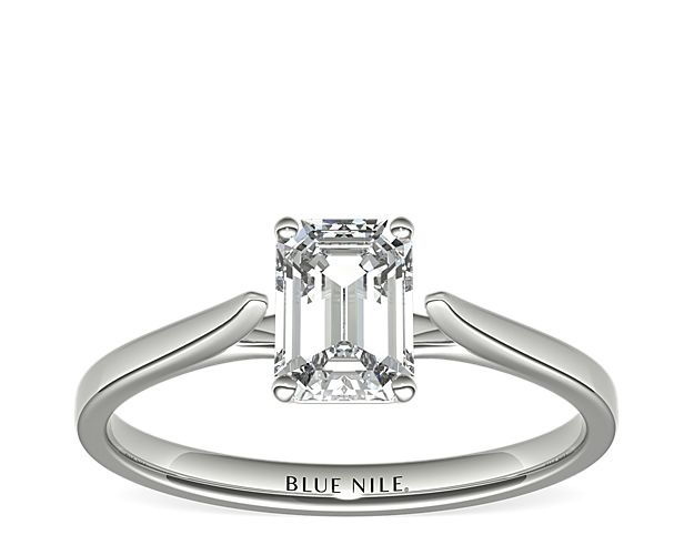 Petite Cathedral Solitaire Engagement Ring in 14k White Gold