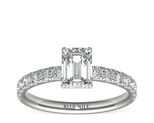 Scalloped Pavé Diamond Engagement Ring in 18k White Gold (3/8 ct. tw.)