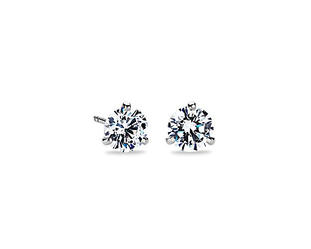 Three-Prong Martini Earrings in 14k White Gold