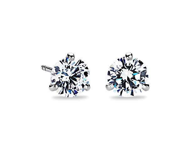 Three-Prong Martini Earrings in 18k White Gold
