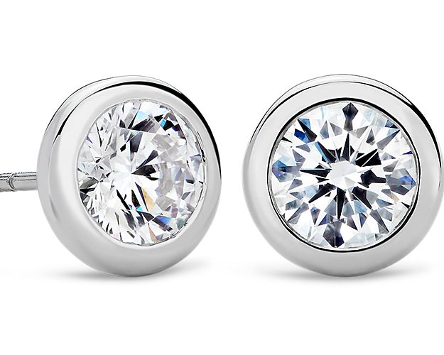 Bezel Earrings in Platinum