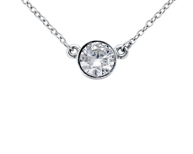 Bezel Set Solitaire Pendant Setting in 14k White Gold