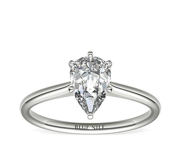 Petite Solitaire Engagement Ring in 14k White Gold