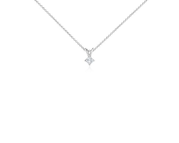Lab Grown Diamond Princess Cut Solitaire Pendant in 14k White Gold (1/4 ct. tw.)