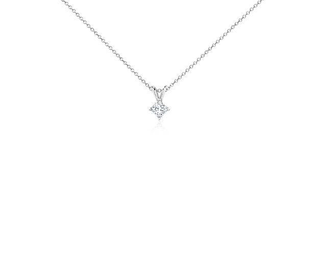Lab Grown Diamond Princess Cut Solitaire Pendant in 14k White Gold (1/3 ct. tw.)