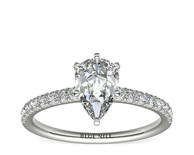 French Pavé Diamond Engagement Ring in 14k White Gold (1/4 ct. tw.)