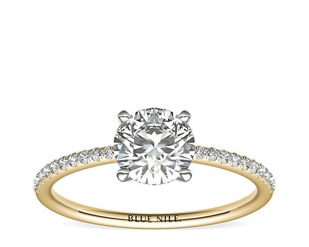 Petite Micropavé Diamond Engagement Ring in 14k Yellow Gold (1/10 ct. tw.)