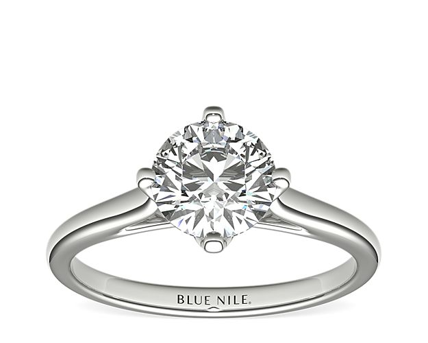 East-West Solitaire Engagement Ring in 14k White Gold