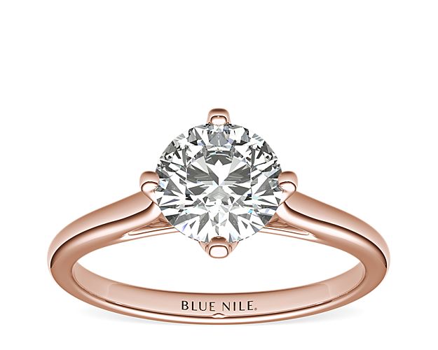East-West Solitaire Engagement Ring in 14k Rose Gold