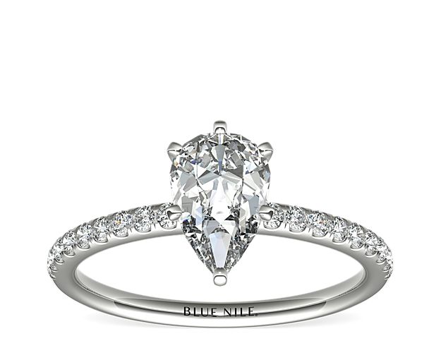 Riviera Pavé Diamond Engagement Ring in 14k White Gold (1/6 ct. tw.)