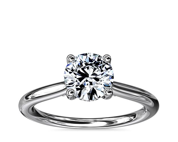 Petite Hidden Halo Solitaire Plus Diamond Engagement Ring in Platinum