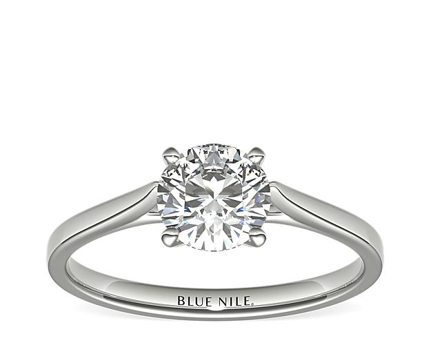 Petite Cathedral Solitaire Engagement Ring in Platinum