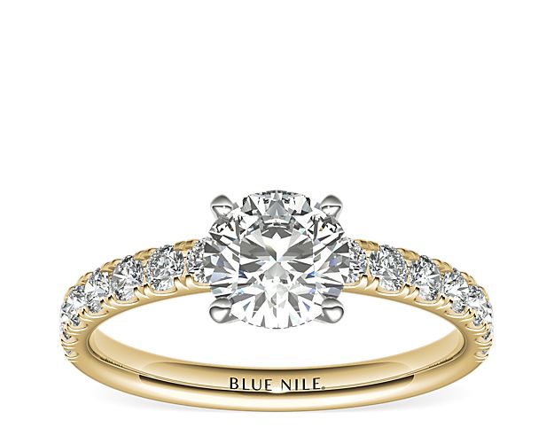 Scalloped Pavé Diamond Engagement Ring in 18k Yellow Gold (3/8 ct. tw.)