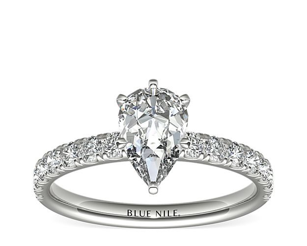 Scalloped Pavé Diamond Engagement Ring in 18k White Gold (3/8 ct. tw.)