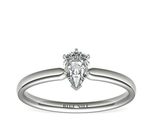 Six-Prong Low Dome Comfort Fit Solitaire Engagement Ring in 14k White Gold (2mm)
