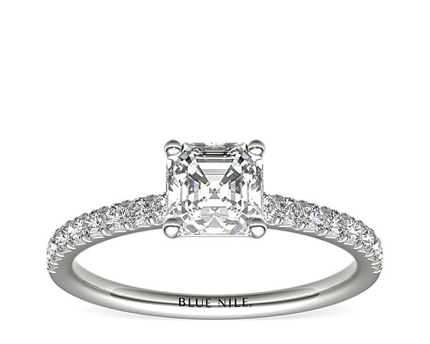 French Pavé Diamond Engagement Ring in 14k White Gold (1/4 ct. tw.)