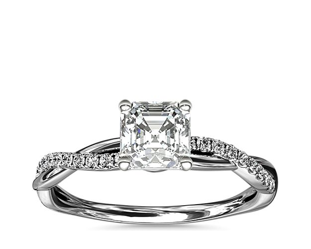 Petite Twist Diamond Engagement Ring in 14k White Gold (1/10 ct. tw.)