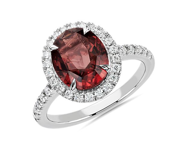 Extraordinary Collection: Dark Orange Sapphire and Diamond Ring in 18k White Gold