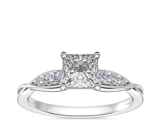 Delicate Twist Petite Diamond Engagement Ring in 14k White Gold (1/10 ct. tw.)